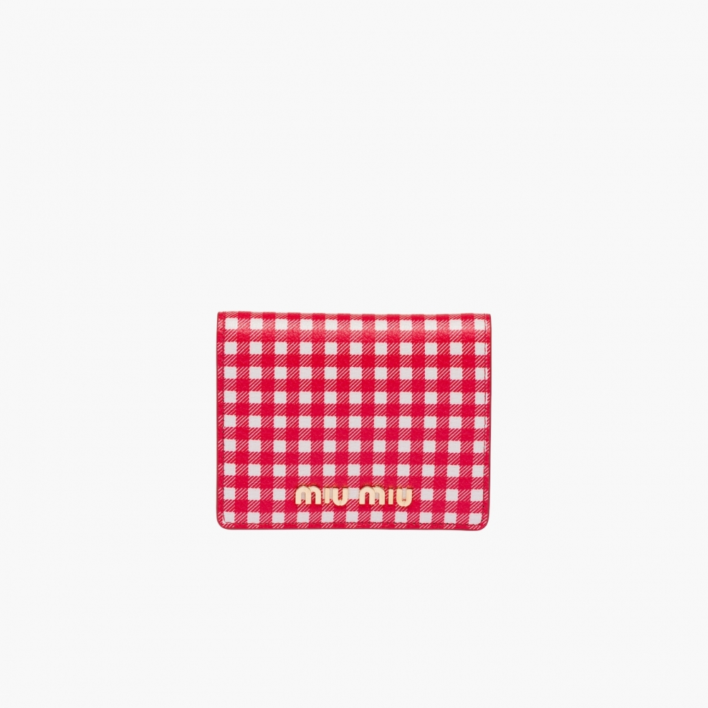 Miu Miu Small Printed Madras Leather Wallet